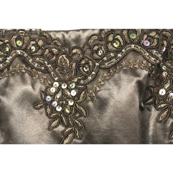 VTG CACHET 2 PC. DRESS WITH JACKET SZ 10 MOB Maxi Embroidered Sequin Bronze NWOT - Picture 4 of 9